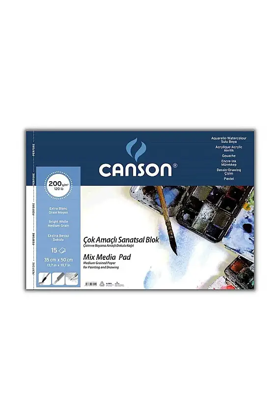 Canson 1557 Resim Çizim Blok 35 x 50 200 gr 15 Yp - 1