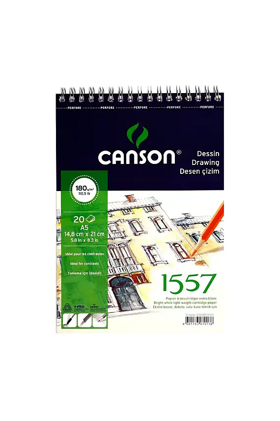 Canson 1557 Resim Çizim Blok A5 180 gr 20 Yp - 1