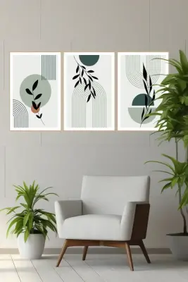 Canvas Çiçek Üçlü Mdf Tablo - 3