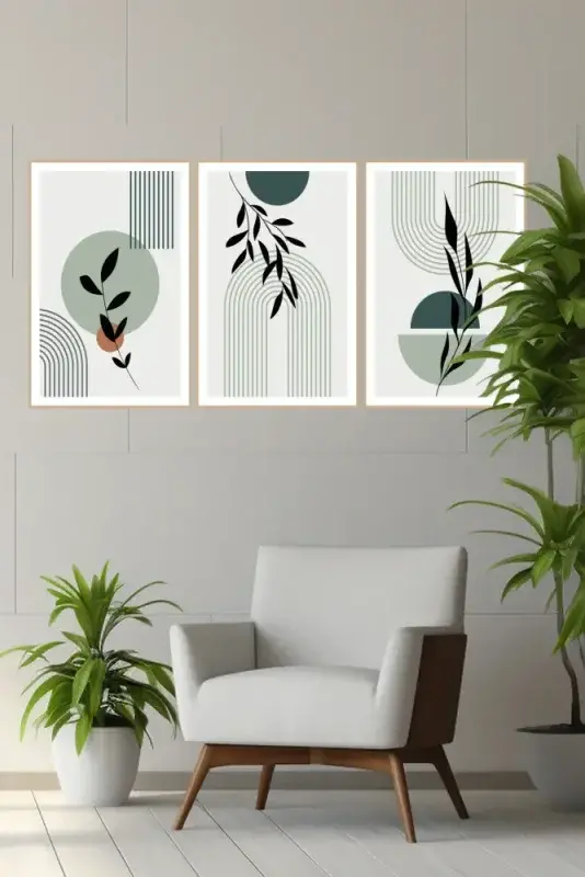 Canvas Çiçek Üçlü Mdf Tablo - 3