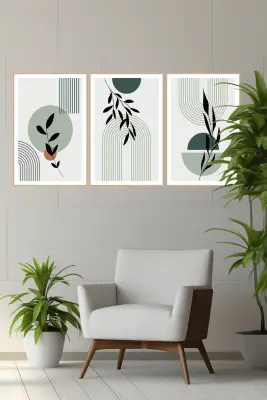 Canvas Çiçek 3lü Mdf Tablo - 1