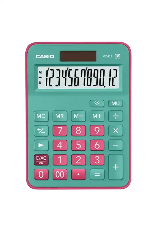 Casio Hesap Makinesi 12 Hane Yeşilkırmızı Mx-12B-Gnrd - 1