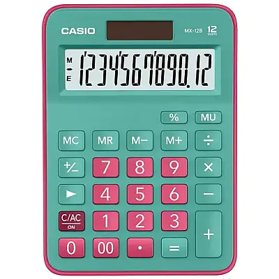 Casio Hesap Makinesi 12 Hane Yeşilkırmızı Mx-12B-Gnrd - 6