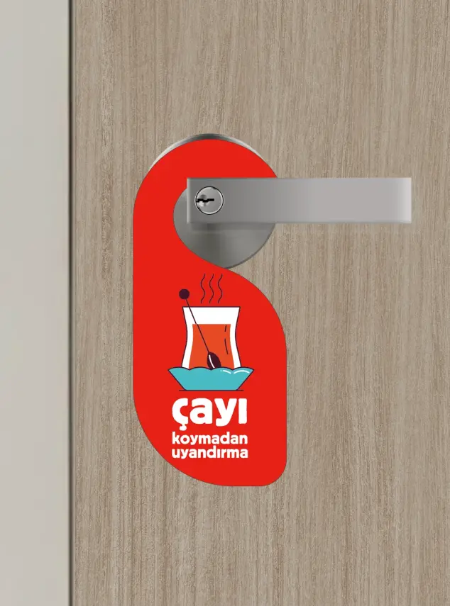 Çayı Koymadan Uyandırma Kapı Askısı Kapı Uyarı Levhası - 1