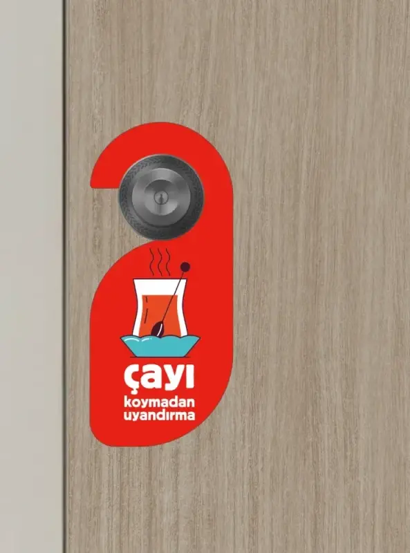 Çayı Koymadan Uyandırma Kapı Askısı Kapı Uyarı Levhası - 4