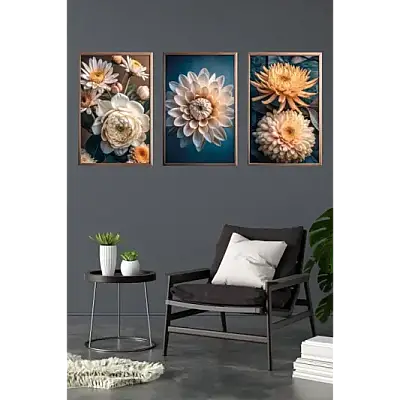 Çiçek 3d 3lü Mdf Tablo - 1