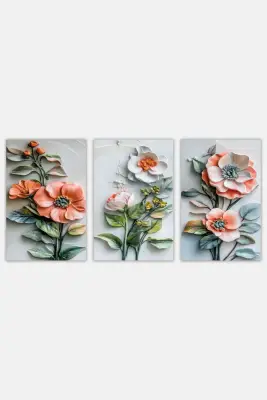 Çiçek 3d 3lü Mdf Tablo - 2