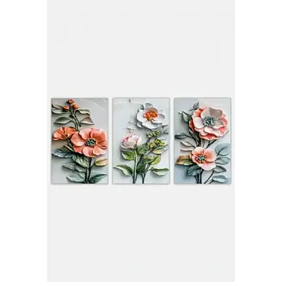 Çiçek 3d 3lü Mdf Tablo - 3