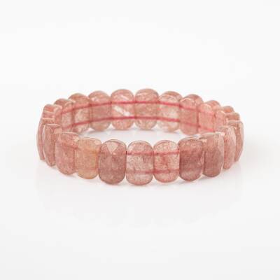Çilek Kuvars Doğal Taş Geniş Kesim Bileklik - 4
