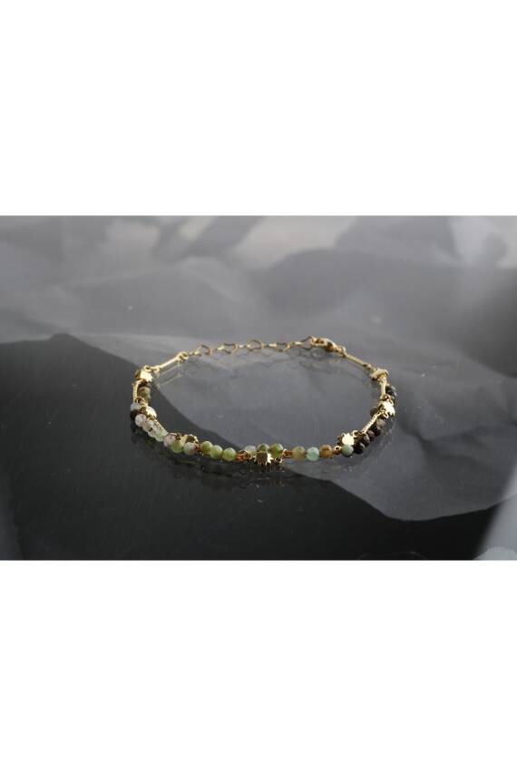 Clara, Krizopras Doğal Taş Altın Kaplama Bileklik - 2