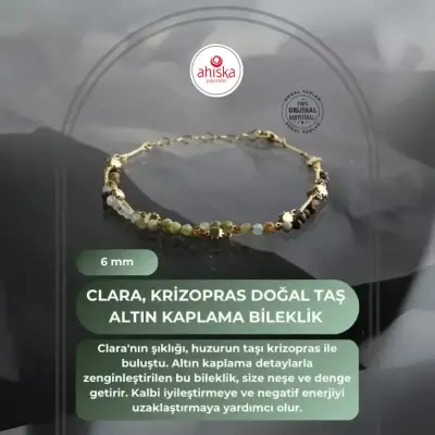 Clara, Krizopras Doğal Taş Altın Kaplama Bileklik - 1