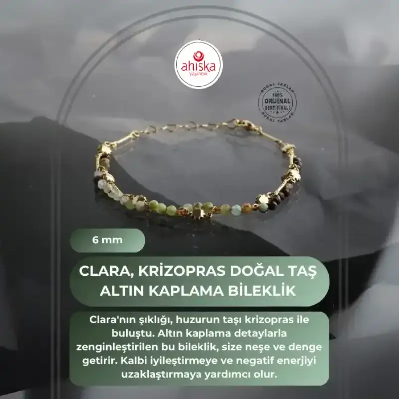 Clara, Krizopras Doğal Taş Altın Kaplama Bileklik - 1