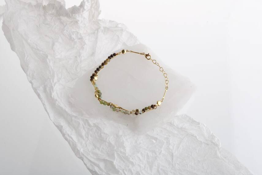 Clara, Krizopras Doğal Taş Altın Kaplama Bileklik - 3