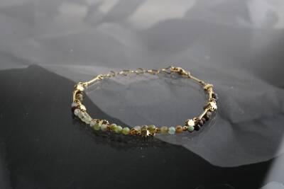 Clara, Krizopras Doğal Taş Altın Kaplama Bileklik - 5