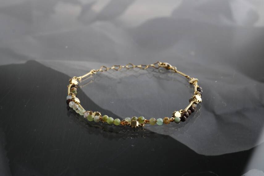 Clara, Krizopras Doğal Taş Altın Kaplama Bileklik - 5