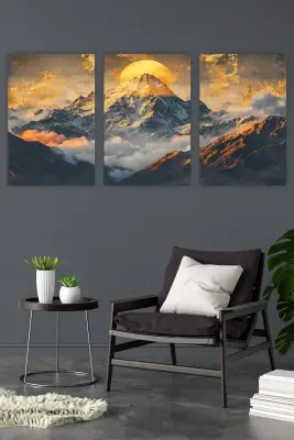 Dağ Manzara 3lü Mdf Tablo - 2