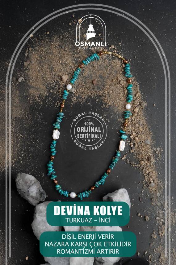 Devina, Turkuaz İnci Doğaltaş Kolye - 1