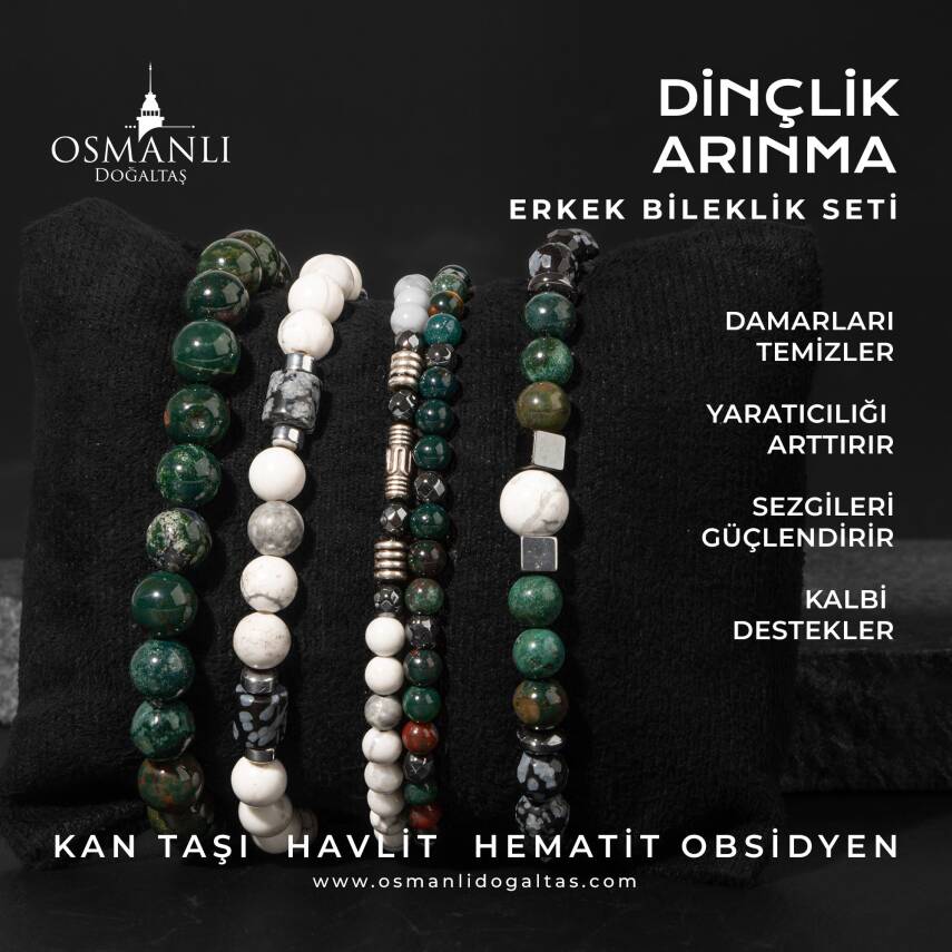 Dinçlik Arınma Doğal Taş Erkek Bileklik Seti - 1