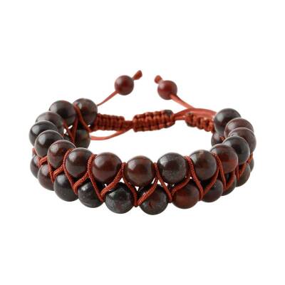 Dragon Jasper 8mm Çift Sıra Makrome Doğal Taş Bileklik - Doğal Taş