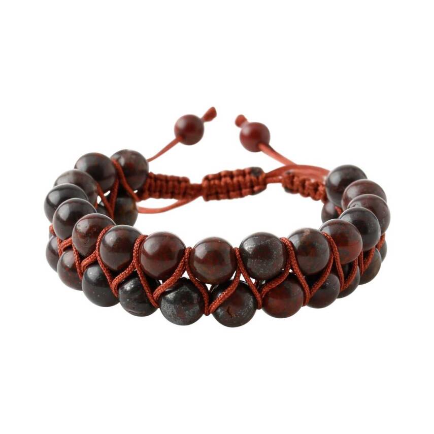 Dragon Jasper 8mm Çift Sıra Makrome Doğal Taş Bileklik - 1