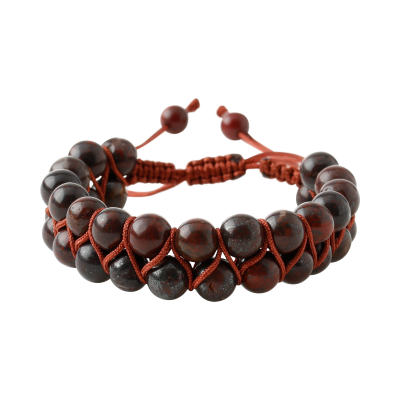 Dragon Jasper 8mm Çift Sıra Makrome Doğal Taş Bileklik - Osmanlı Doğaltaş