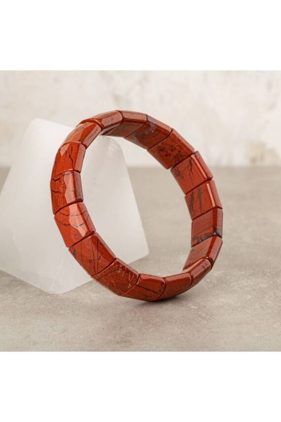 Dragon Jasper Doğal Taş Balık Sırtı Geniş Kesim Bileklik - 2