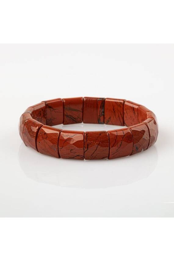 Dragon Jasper Doğal Taş Balık Sırtı Geniş Kesim Bileklik - 3