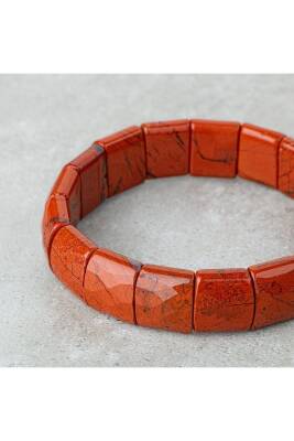 Dragon Jasper Doğal Taş Balık Sırtı Geniş Kesim Bileklik - 4