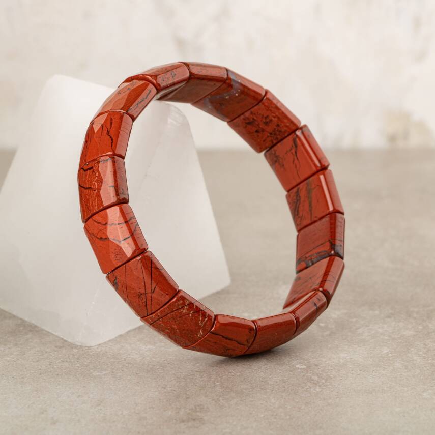 Dragon Jasper Doğal Taş Balık Sırtı Geniş Kesim Bileklik - 1