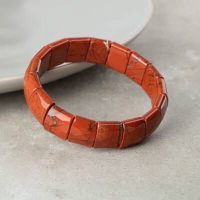 Dragon Jasper Doğal Taş Balık Sırtı Geniş Kesim Bileklik - 2