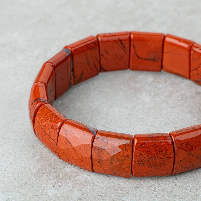 Dragon Jasper Doğal Taş Balık Sırtı Geniş Kesim Bileklik - 4