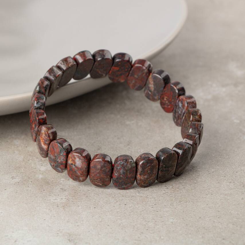 Dragon Jasper Doğal Taş Geniş Kesim Bileklik - 3