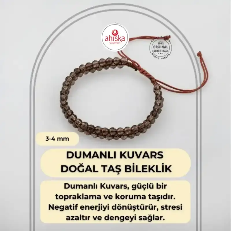 Dumanlı Kuvars 3-4mm Çift Sıra Doğal Taş Bileklik - 2