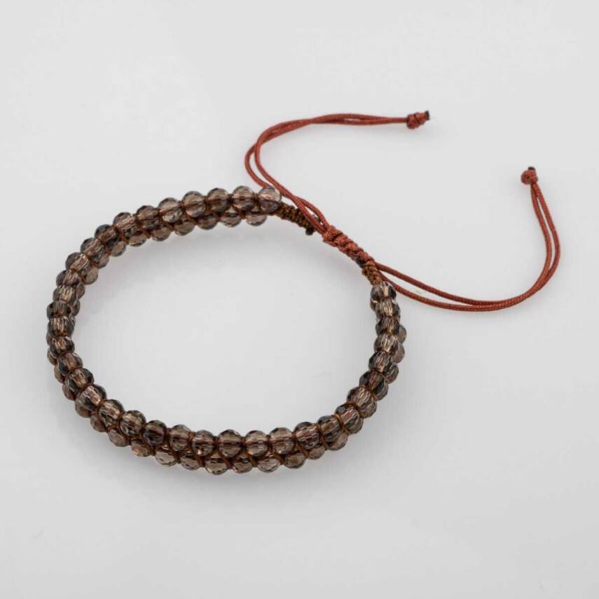 Dumanlı Kuvars 3-4mm Çift Sıra Doğal Taş Bileklik - 5