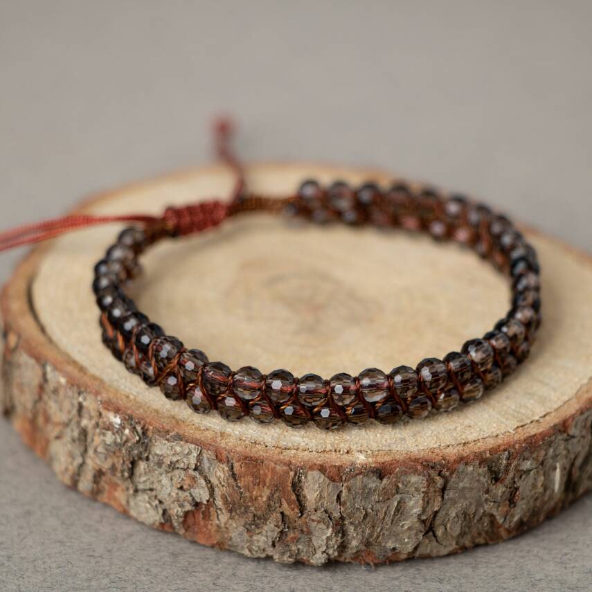 Dumanlı Kuvars 3-4mm Çift Sıra Doğal Taş Bileklik - 1