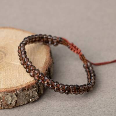 Dumanlı Kuvars 3-4mm Çift Sıra Doğal Taş Bileklik - 2