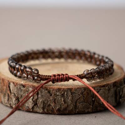 Dumanlı Kuvars 3-4mm Çift Sıra Doğal Taş Bileklik - 3