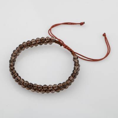 Dumanlı Kuvars 3-4mm Çift Sıra Doğal Taş Bileklik - 4