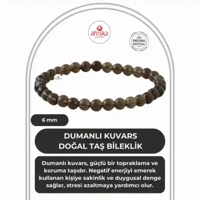 Dumanlı Kuvars 6mm Doğal Taş Bileklik - Doğal Taş (1)