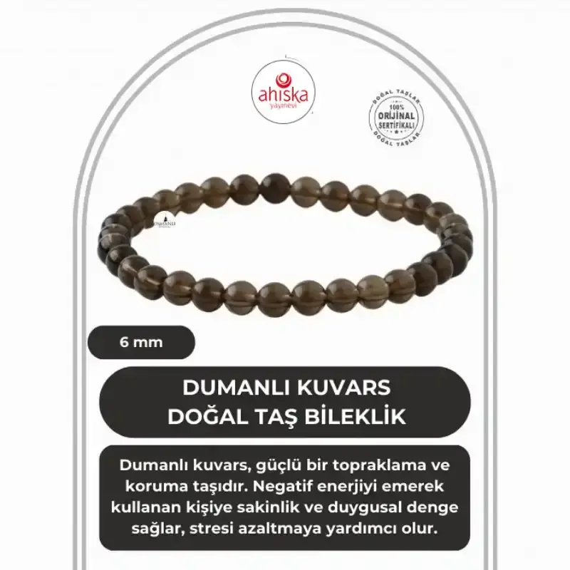 Dumanlı Kuvars 6mm Doğal Taş Bileklik - 2