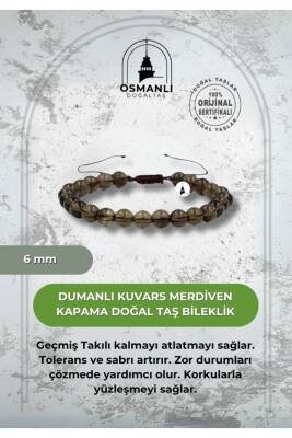 Dumanlı Kuvars 6mm Merdiven Kapama Doğal Taş Bileklik - Osmanlı Doğaltaş