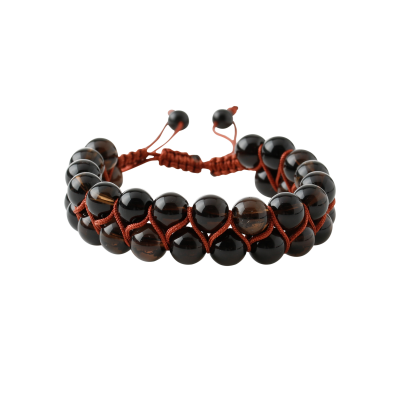 Dumanlı Kuvars 8mm Çift Sıra Makrome Doğal Taş Bileklik - 3