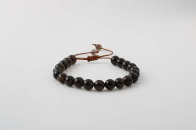 Dumanlı Kuvars 8mm Merdiven Kapama Doğal Taş Bileklik - Osmanlı Doğaltaş