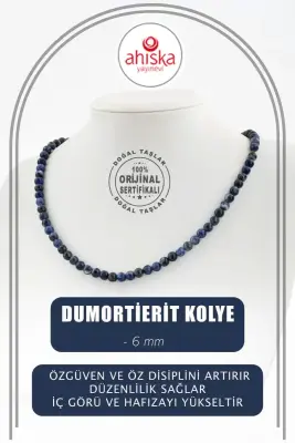 Dumortierit 6 mm Dizi Doğal Taş Kolye - 1