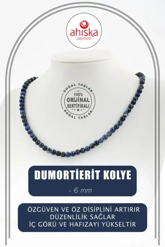 Dumortierit 6 mm Dizi Doğal Taş Kolye - 1