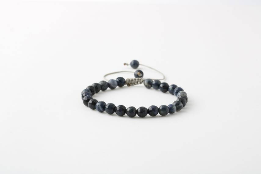 Dumortierit 6mm Merdiven Kapama Doğal Taş Bileklik - 2