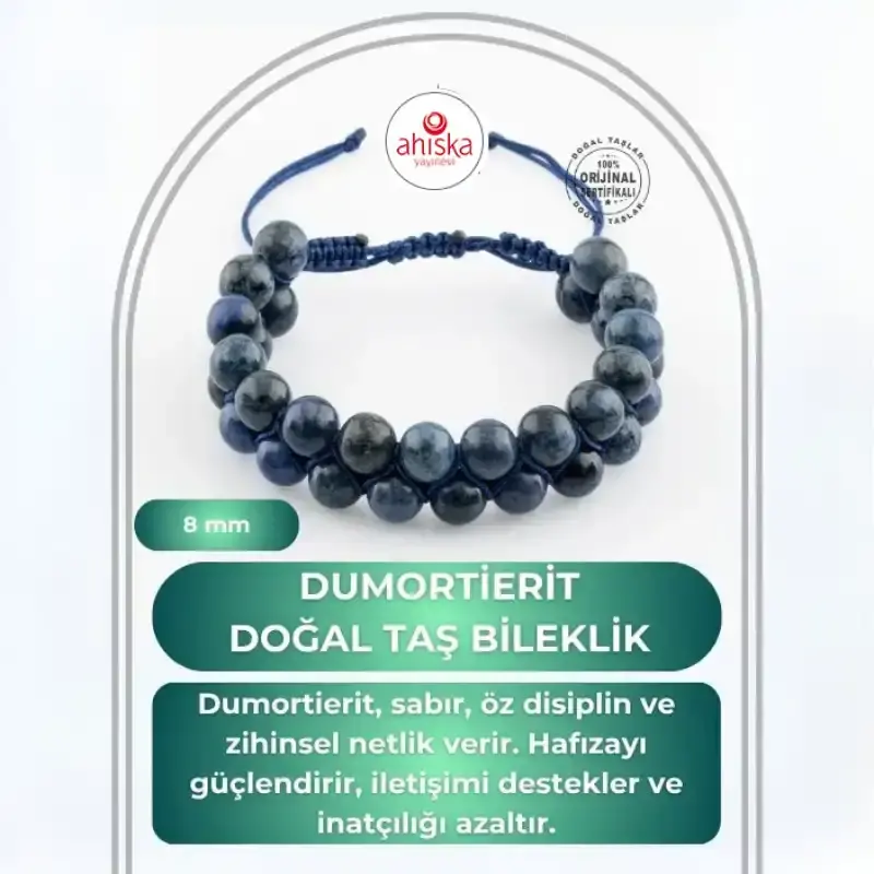 Dumortierit 8mm Çift Sıra Makrome Doğal Taş Bileklik - 2