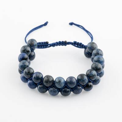 Dumortierit 8mm Çift Sıra Makrome Doğal Taş Bileklik - Osmanlı Doğaltaş