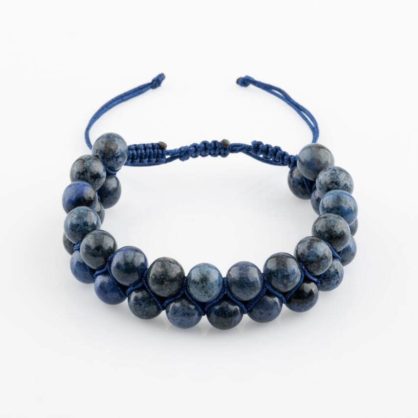 Dumortierit 8mm Çift Sıra Makrome Doğal Taş Bileklik - 1