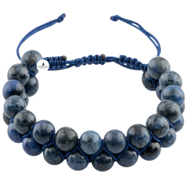 Dumortierit 8mm Çift Sıra Makrome Doğal Taş Bileklik - 3